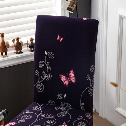 Pink Butterfly Print Elastic Chair Cover for Home Decoration Elastic Slipcovers Chair Seat Covers For Dining Room  Chair Slipcovers for Dining Room Chair seat Covers Chair Protectors for Party Pet Protection Universal Fit Soft Polyester