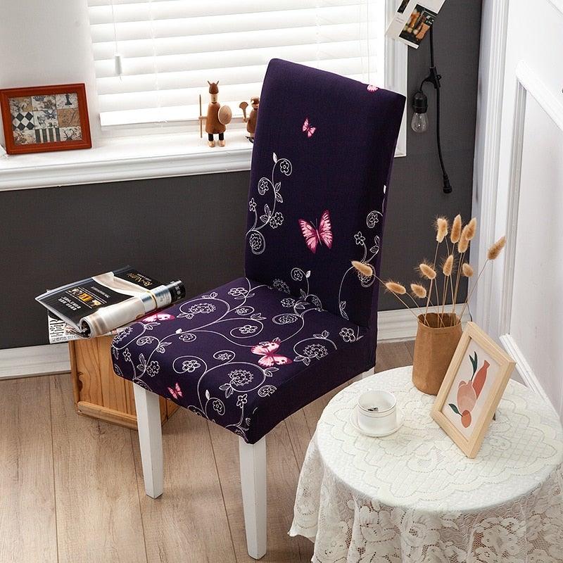 Pink Butterfly Print Elastic Chair Cover for Home Decoration Elastic Slipcovers Chair Seat Covers For Dining Room  Chair Slipcovers for Dining Room Chair seat Covers Chair Protectors for Party Pet Protection Universal Fit Soft Polyester