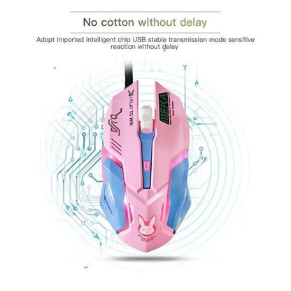 Pink Wired Gaming Mouse Girl Mouse 6 Buttons 3200 DPI USB Computer Mice Gamer Mouse For PC