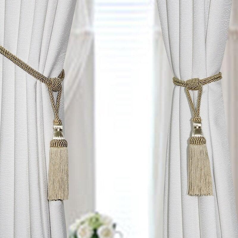 Polyester Tassel Curtain Tieback Handmade Hanging Tassels Fringe Curtains Holder Buckle Rope Decor Room Accessories European Style High-Grade Curtains Tieback Rope Tassel Holdbacks