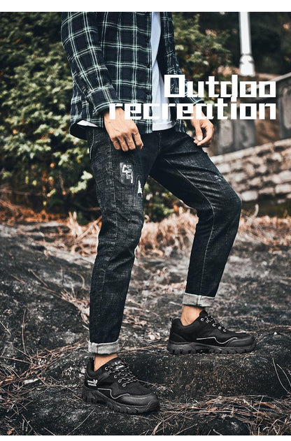 Popular Outdoor Casual Shoes Hiking Men High Quality Sneakers Mountain Climbing Work Footwear Hiking Shoes Low Cut Boots Leather Walking Shoes For Outdoor Training Casual Work