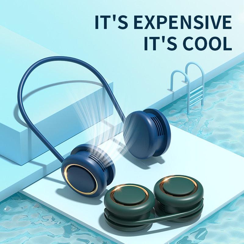 Portable Hanging Neck Fan 3-Speed Adjustable Twin Turbo USB Charge Folding Storage Silent Fans Cool Summer Work Sports Equipment Neck Hanging Cooling Fan USB Rechargeable 3 Speed Portable Bladeless Cooler Fan