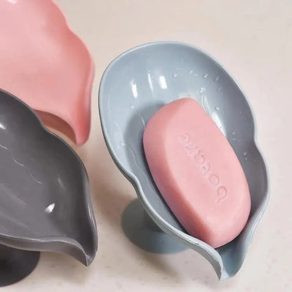 Portable Soap Dish Leaf Shape Soap Holder Leaf Shaped Soap Box Soap Dish For Bathroom Suction Cup Bathroom Storage For Soap Soap Dishes Sponge Container with Suction Cup Leaf Shape Self Draining for Bathroom Kitchen Sink