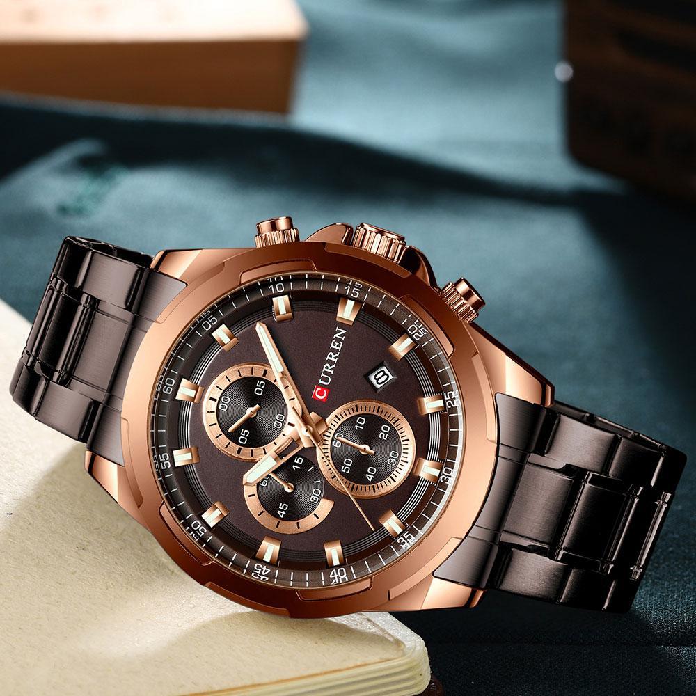 Men's  Water Resistant Watch With Chronometers Day View Unique Design Perfect Gift