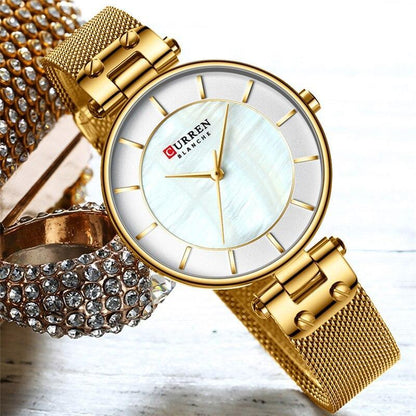 Women's Luxury Watches In Excellent Background And Zircon Designs Business Style Wristwatch Perfect Gift For Her