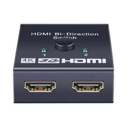 4K HDMI Switch Splitter 2 Ports Bi-Directional HDMI Switch 2 Port Display Selector Switcher Splitter Supports Ultra HD 4K 1080P 3D HDR For HDTV Gaming