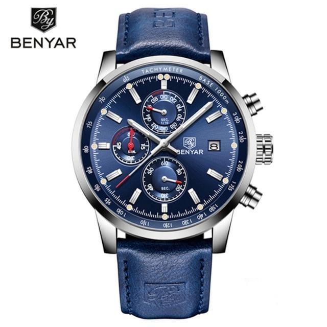 Stylish Wrist Watch For Men Genuine Leather Strap Watch Perfect Quartz Movement And Scratch Resistant Analog Chronograph Business Watches