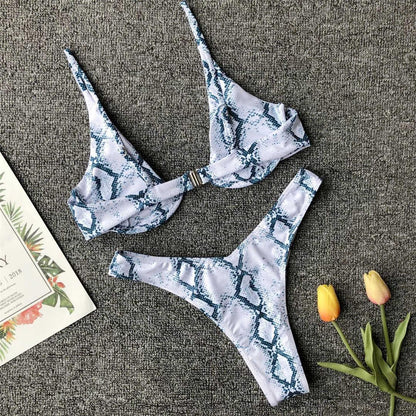 Underwired Bikini Female Swimsuit Women Swimwear Two-Piece V Shape Wire Bikini Set Bather Bathing Suit Women Micro Bikini Set Shiny Metallic 2 Piece Swimsuit Push Up Underwire Swimwear Bathing Suit