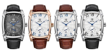 Luxury Business Men's Watches Brown Casual Wrist Leather Strap Waterproof Classic Rectangle Square Watch