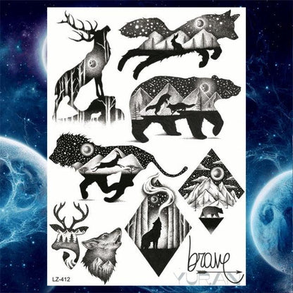 Luxury Colorful Flower Lavender Waterproof Temporary Tattoos Animals Arm Chest Tattoo Stickers Elegant Summer Style For Womens Mens