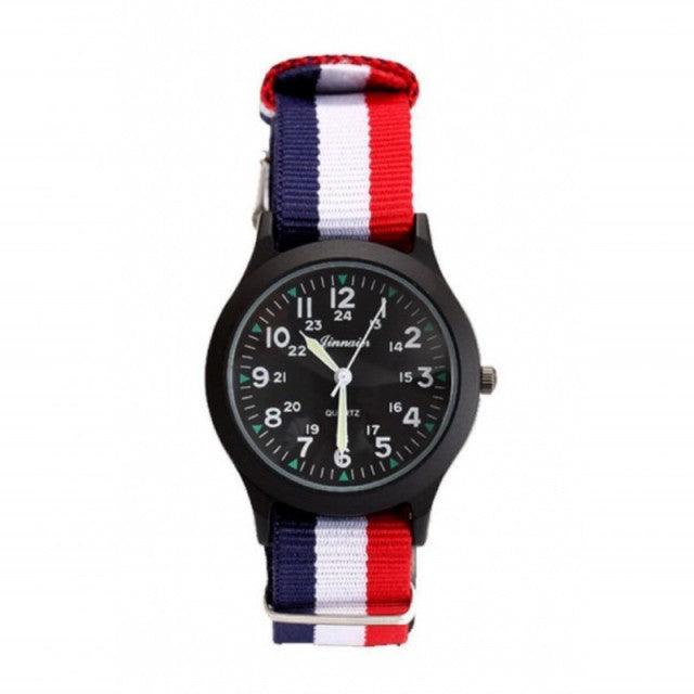 Unisex Fashion Nylon Fabric Kids Children Watch Sport Thin Students Canvas Quartz Dress Wristwatch Military Time Watch  Field Outdoor Sport Mens Wristwatch With Slip-Thru Nylon Band