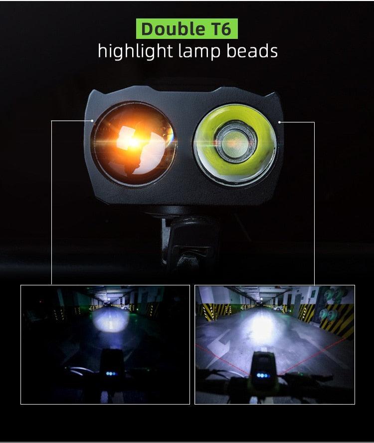 4000mAh Bicycle Front Light Set USB Rechargeable Smart Headlight With Horn 800 Lumen LED Bicycle Light Set USB Rechargeable Super Bright  Bike Headlight