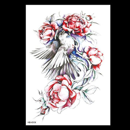 49 Sheets Waterproof Temporary Black Sketches Flowers Tattoo Stickers Flower Rose Tattoos For Women Adults