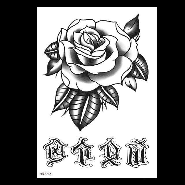 49 Sheets Waterproof Temporary Black Sketches Flowers Tattoo Stickers Flower Rose Tattoos For Women Adults