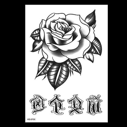 49 Sheets Waterproof Temporary Black Sketches Flowers Tattoo Stickers Flower Rose Tattoos For Women Adults
