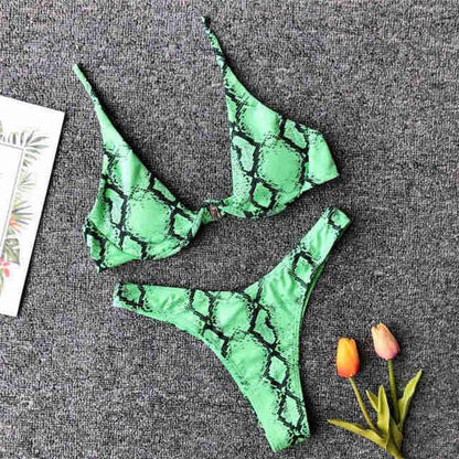 Underwired Bikini Female Swimsuit Women Swimwear Two-Piece V Shape Wire Bikini Set Bather Bathing Suit Women Micro Bikini Set Shiny Metallic 2 Piece Swimsuit Push Up Underwire Swimwear Bathing Suit