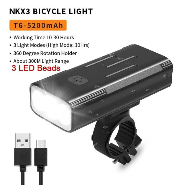 Bike Light Rainproof USB Rechargeable LED Bicycle Light Super Bright Flashlight Rechargeable Bicycle Light Bicycle Front Headlight LED Bike Headlight 3 Light Mode Fits All Bicycles Mountain Road