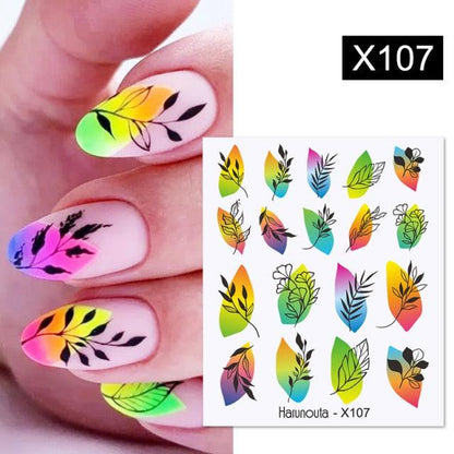 Spring Simple Green Theme Water Decal Sticker Flower Leaf Tree Summer Slider For Manicuring Nail Art Watermarks Art Decoration Manicure Tools Nail Watermark Decals iridescent Decoration Nail Self-Adhesive Decals Nail Stickers Water Transfer Fresh Nail