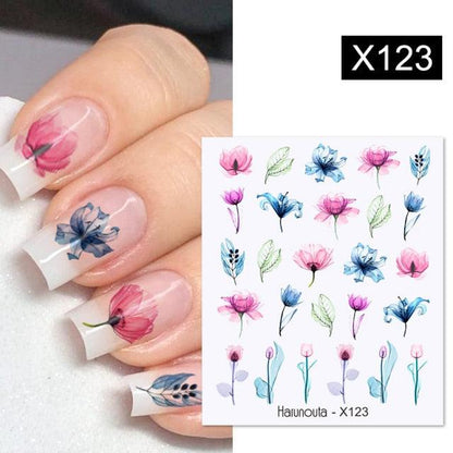 Spring Simple Green Theme Water Decal Sticker Flower Leaf Tree Summer Slider For Manicuring Nail Art Watermarks Art Decoration Manicure Tools Nail Watermark Decals iridescent Decoration Nail Self-Adhesive Decals Nail Stickers Water Transfer Fresh Nail