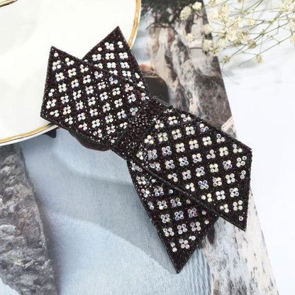 Crystal Big Bow Barrettes Hair Clips For Women Ponytail Holder Girls Hair Accessories Rhinestone Hairpins Fashion Hairgrips Band Accessories For Party