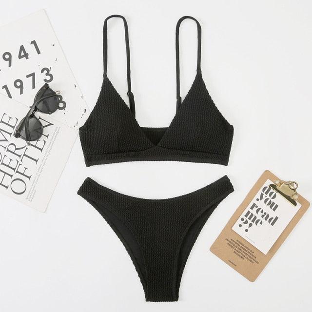 Women One-Shoulder Bikini Swimsuit Women Push Up Swimwear Women's Bathing Suit Comfortable Bikini Ribbed Two Piece Swimsuit Bikini Set Summer Bathing Suit Beach Wear Swimming Suit