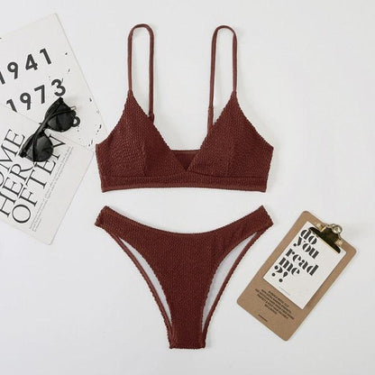Women One-Shoulder Bikini Swimsuit Women Push Up Swimwear Women's Bathing Suit Comfortable Bikini Ribbed Two Piece Swimsuit Bikini Set Summer Bathing Suit Beach Wear Swimming Suit