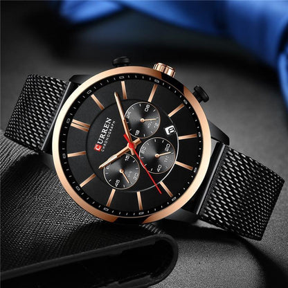 Unisex Elegant  Stainless Steel Watch With  Chronometer And Date Display Excellent Design Perfect Gift