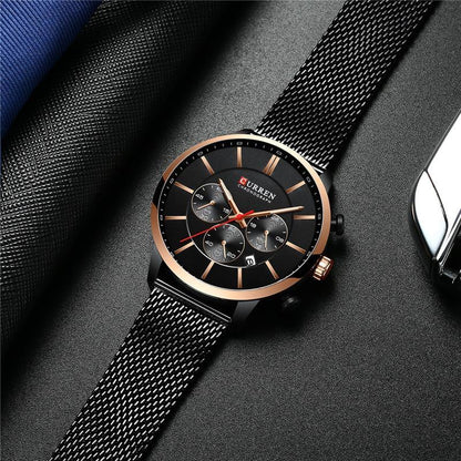 Unisex Elegant  Stainless Steel Watch With  Chronometer And Date Display Excellent Design Perfect Gift