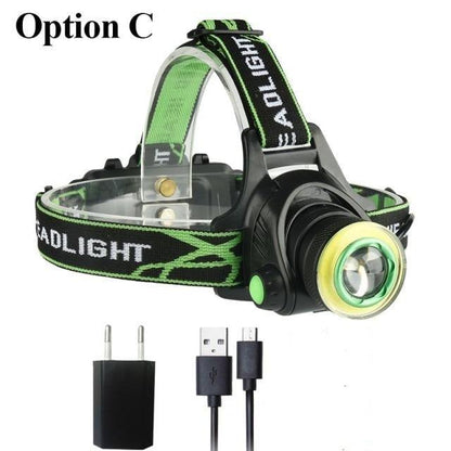 Rechargeable Adjustable 10000LM Led Headlamp Micro USB Charger Flashlight Head Lamp Portable Light Torch Flashlight For Night Work Camping Hiking  Walking