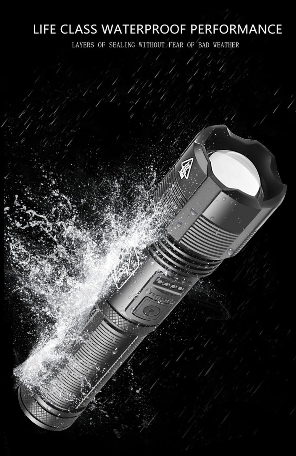Rechargeable Adjustable Led Flashlights With High Lumen With Battery Display Super Bright Waterproof Flashlight  5 Lighting Modes For Adventure Hiking Camping Hunting New Design
