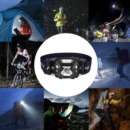 Rechargeable Adjustable LED USB Headlamp 10000Lm Powerfull Adjustable Waterproof Headlight Body Motion Sensor Head Flashlight For Outdoor Hiking Camping Torch Light Lamp