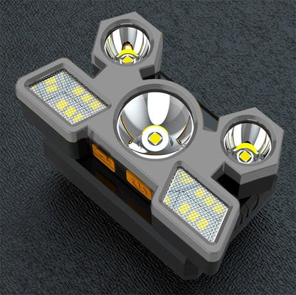 Rechargeable Adjustable  USB 5LED Headlamp with High Lumen Handsfree Waterproof Portable Ability Focusing Ring Headlight Flashlight  Torchlight For Outdoor  Camping Hiking Running Headlight