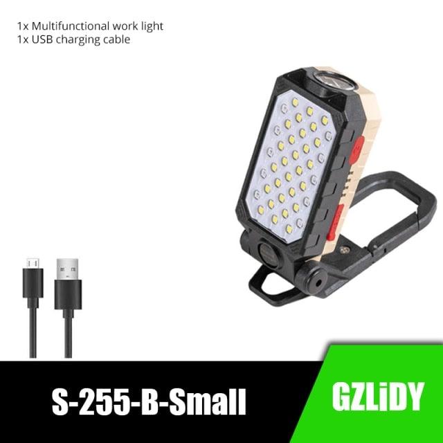 Rechargeable Adjustable USB LED Portable Charger Battery High Capacity with Digital Display LCD Screen Waterproof Flashlight COB Work Light For Repairing Outdoor Camping