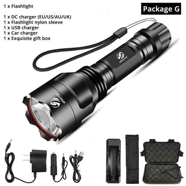Rechargeable Adjustable Zoomable Waterproof LED Flashlight Super bright LED Tactical Torch Flashlight For Night Riding Camping Hiking Hunting & Indoor Activities