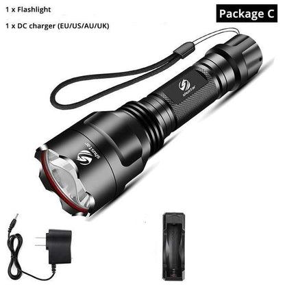Rechargeable Adjustable Zoomable Waterproof LED Flashlight Super bright LED Tactical Torch Flashlight For Night Riding Camping Hiking Hunting & Indoor Activities
