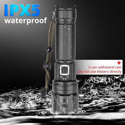 Rechargeable LED Flashlight High Lumen USB Ultra Bright Adjustable Powerful Zoomable Flashlight Water Resistant For  Daily Household and Outdoor Camping Hiking Riding Running
