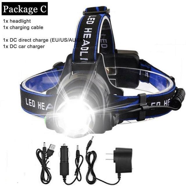 Rechargeable LED  Headlamps Ultra-bright High lumens Zoomable Waterproof LED Headlight Head Torch Flashlight Head Lamp For Fishing  Hands-Free Headlight