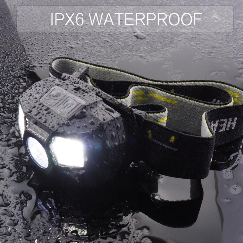 Rechargeable Powerful USB LED High Lumen Headlamp Ultra-Light Bright Headlight Waterproof Sensor Head Light  For Outdoors Camping Running Hiking Biking Fishing