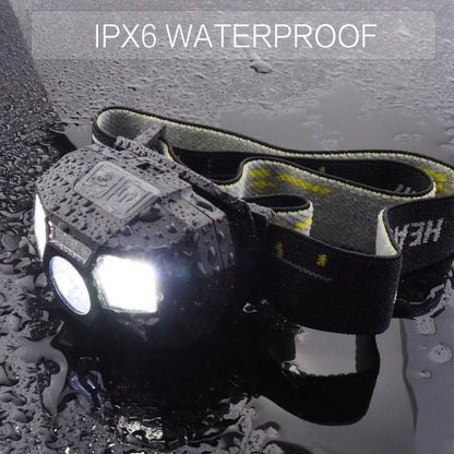 Rechargeable Powerful USB LED High Lumen Headlamp Ultra-Light Bright Headlight Waterproof Sensor Head Light  For Outdoors Camping Running Hiking Biking Fishing