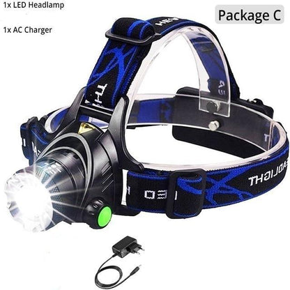 Rechargeable Ultra-bright High Lumen LED Headlamp Hands-Free USB Zoomable Headlight Waterproof  Super Bright Head Lights For Fishing Camping Hiking Riding JoggingTorch Flashlight