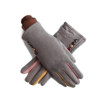 Red Winter Warm One Size Touch Screen Glove Female Fur Thick Driving Comfortable Gloves For Autumn