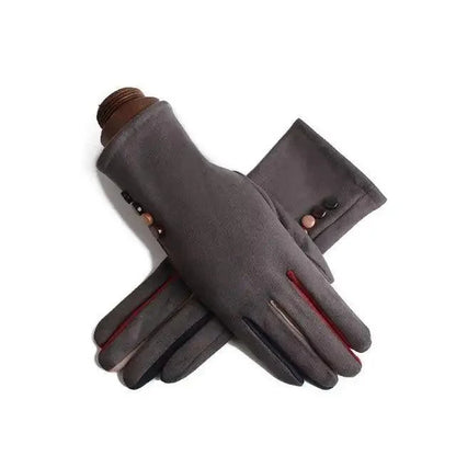 Red Winter Warm One Size Touch Screen Glove Female Fur Thick Driving Comfortable Gloves For Autumn