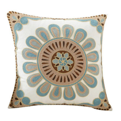 100% Cotton Embroidery Flower Pattern Pillow Cover Home Decoration Sofa Cushion Cover Housewarming Gift Pillow Case Decorative Embroidered Pillow Cover Handmade Cotton Cover For Throw Pillows Beautiful Modern Floral Patterns 45x45cm