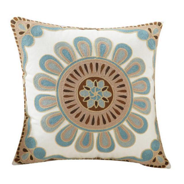 100% Cotton Embroidery Flower Pattern Pillow Cover Home Decoration Sofa Cushion Cover Housewarming Gift Pillow Case Decorative Embroidered Pillow Cover Handmade Cotton Cover For Throw Pillows Beautiful Modern Floral Patterns 45x45cm