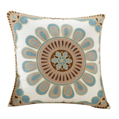 100% Cotton Embroidery Flower Pattern Pillow Cover Home Decoration Sofa Cushion Cover Housewarming Gift Pillow Case Decorative Embroidered Pillow Cover Handmade Cotton Cover For Throw Pillows Beautiful Modern Floral Patterns 45x45cm