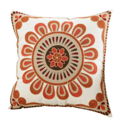100% Cotton Embroidery Flower Pattern Pillow Cover Home Decoration Sofa Cushion Cover Housewarming Gift Pillow Case Decorative Embroidered Pillow Cover Handmade Cotton Cover For Throw Pillows Beautiful Modern Floral Patterns 45x45cm