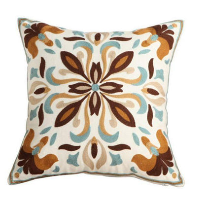 100% Cotton Embroidery Flower Pattern Pillow Cover Home Decoration Sofa Cushion Cover Housewarming Gift Pillow Case Decorative Embroidered Pillow Cover Handmade Cotton Cover For Throw Pillows Beautiful Modern Floral Patterns 45x45cm