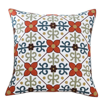 100% Cotton Embroidery Flower Pattern Pillow Cover Home Decoration Sofa Cushion Cover Housewarming Gift Pillow Case Decorative Embroidered Pillow Cover Handmade Cotton Cover For Throw Pillows Beautiful Modern Floral Patterns 45x45cm