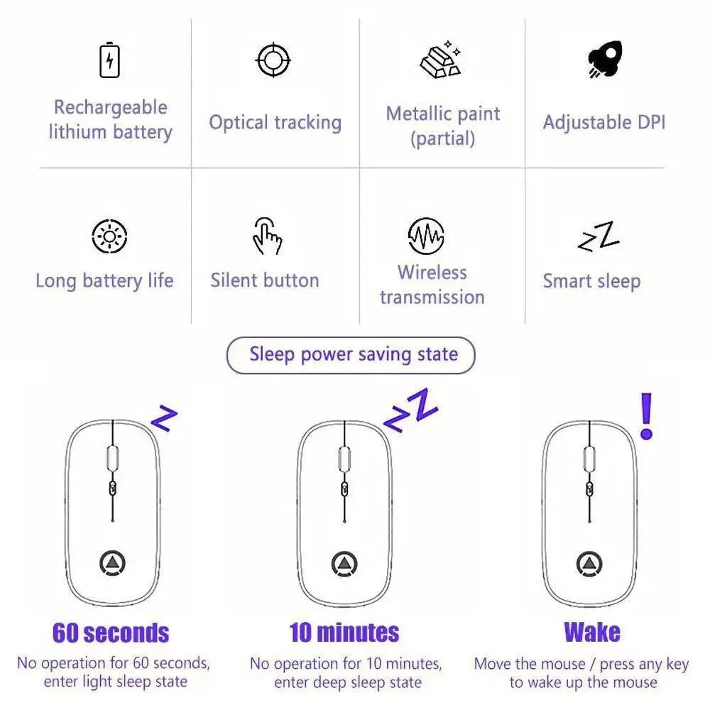 Retro Wireless Mouse RGB Rechargeable Mouse Wireless Computer Mute Mouse Portable Mobile Optical Office Mouse with USB LED Backlit Gaming Office Mouse Laptop