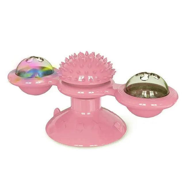 Rotatable Funny Massage Cat Toys Windmill LED Ball Teeth Cleaning Toys For Pets Interactive Turntable Tease Cat Toys